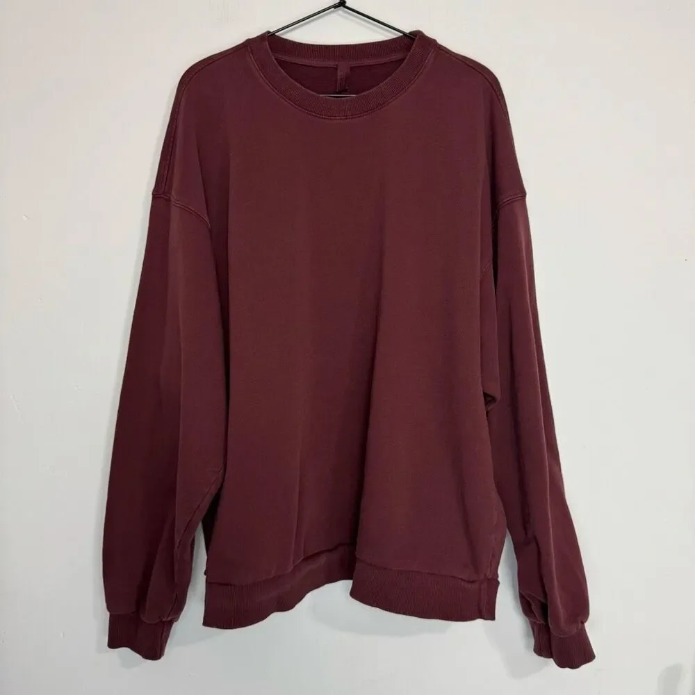 Skims Oxblood Cotton Fleece Crewneck Sweatshirt L